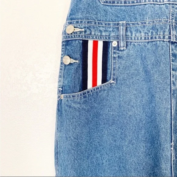 Deadstock Vintage Revolt Jeans Blue Denim Overalls with Stripe Accents - Picture 6 of 11